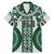 Bula Fiji Vintage Family Matching Mermaid Dress and Hawaiian Shirt Phthalo Green Masi Motifs