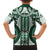Bula Fiji Vintage Family Matching Off The Shoulder Long Sleeve Dress and Hawaiian Shirt Phthalo Green Masi Motifs