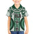 Bula Fiji Vintage Family Matching Off The Shoulder Long Sleeve Dress and Hawaiian Shirt Phthalo Green Masi Motifs