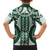 Bula Fiji Vintage Family Matching Short Sleeve Bodycon Dress and Hawaiian Shirt Phthalo Green Masi Motifs