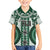Bula Fiji Vintage Family Matching Short Sleeve Bodycon Dress and Hawaiian Shirt Phthalo Green Masi Motifs