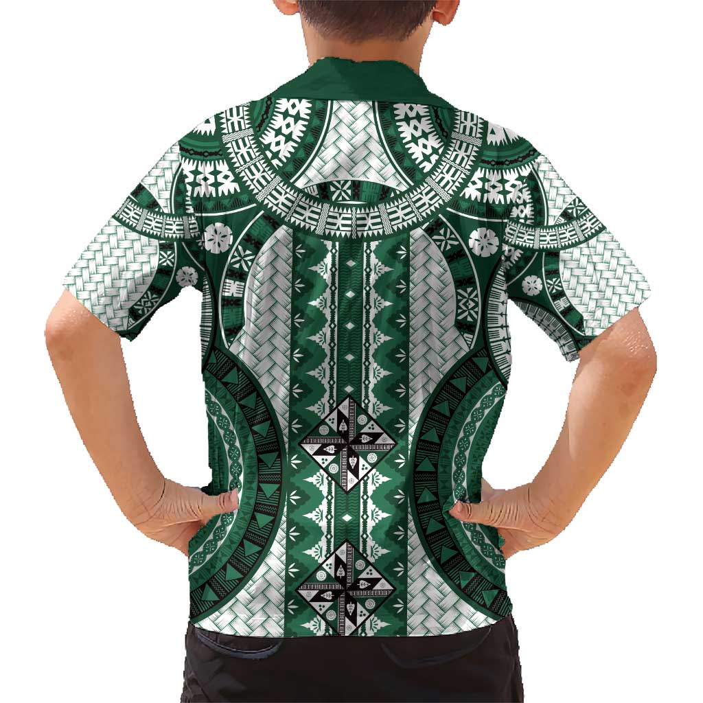 Bula Fiji Vintage Hawaiian Shirt Phthalo Green Masi Motifs