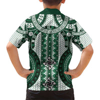 Bula Fiji Vintage Hawaiian Shirt Phthalo Green Masi Motifs