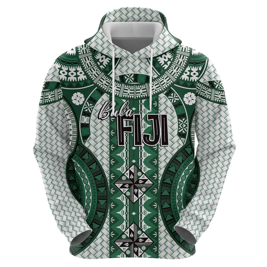 Bula Fiji Vintage Hoodie Phthalo Green Masi Motifs