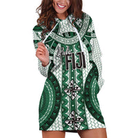 Bula Fiji Vintage Hoodie Dress Phthalo Green Masi Motifs
