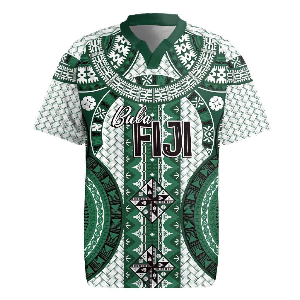Bula Fiji Vintage Rugby Jersey Phthalo Green Masi Motifs
