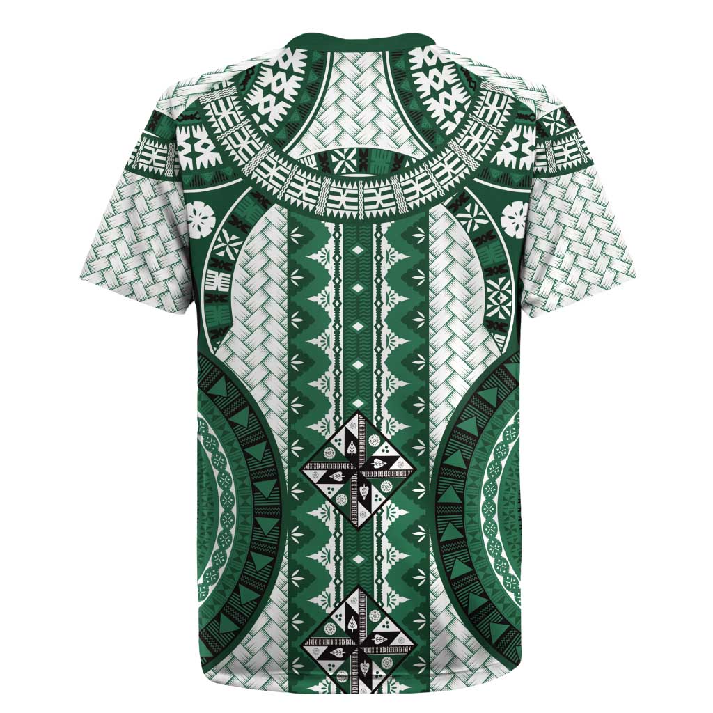 Bula Fiji Vintage Rugby Jersey Phthalo Green Masi Motifs