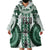 Bula Fiji Vintage Wearable Blanket Hoodie Phthalo Green Masi Motifs