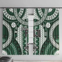 Bula Fiji Vintage Window Curtain Phthalo Green Masi Motifs