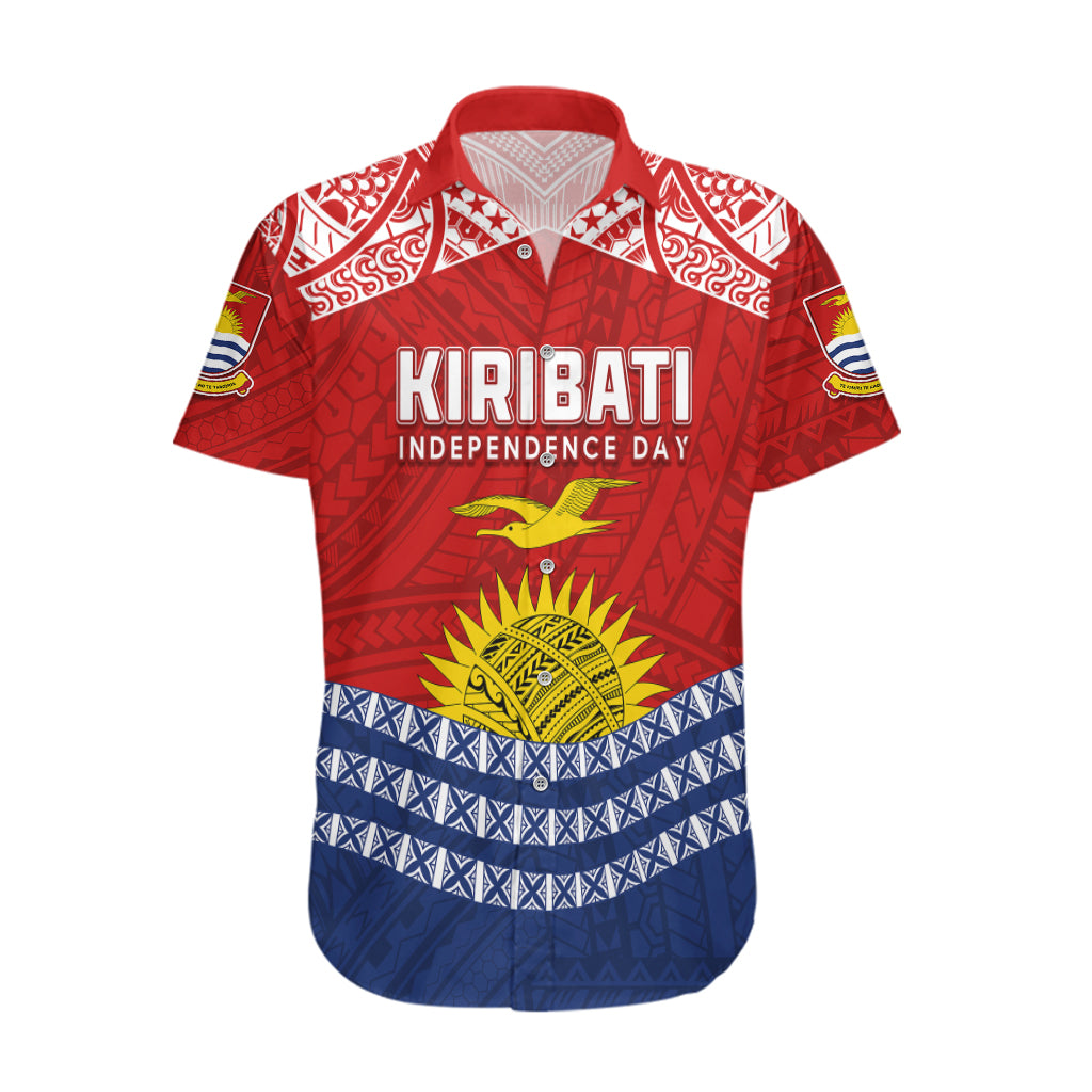 Personalised Kiribati Independence Day Hawaiian Shirt Flag Style 44th Anniversary LT7 Red - Polynesian Pride