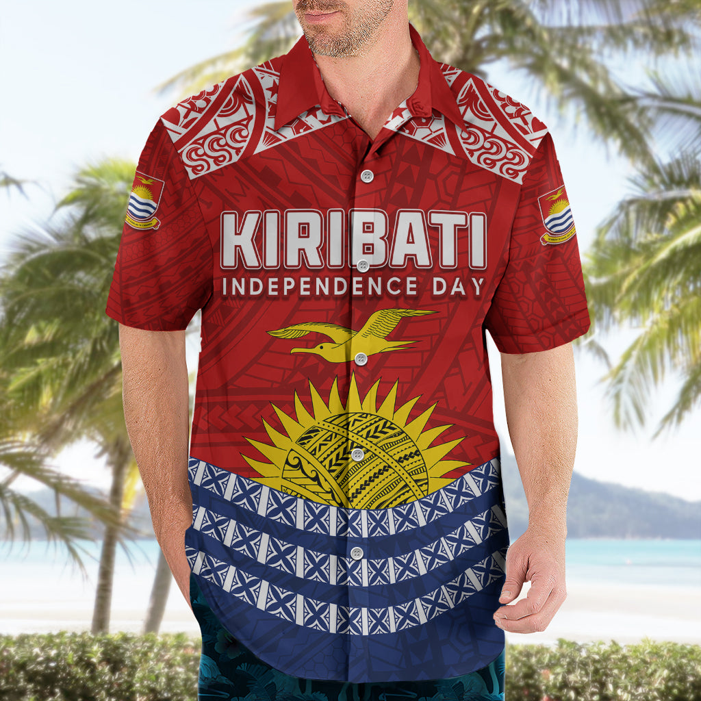 Personalised Kiribati Independence Day Hawaiian Shirt Flag Style 44th Anniversary LT7 - Polynesian Pride