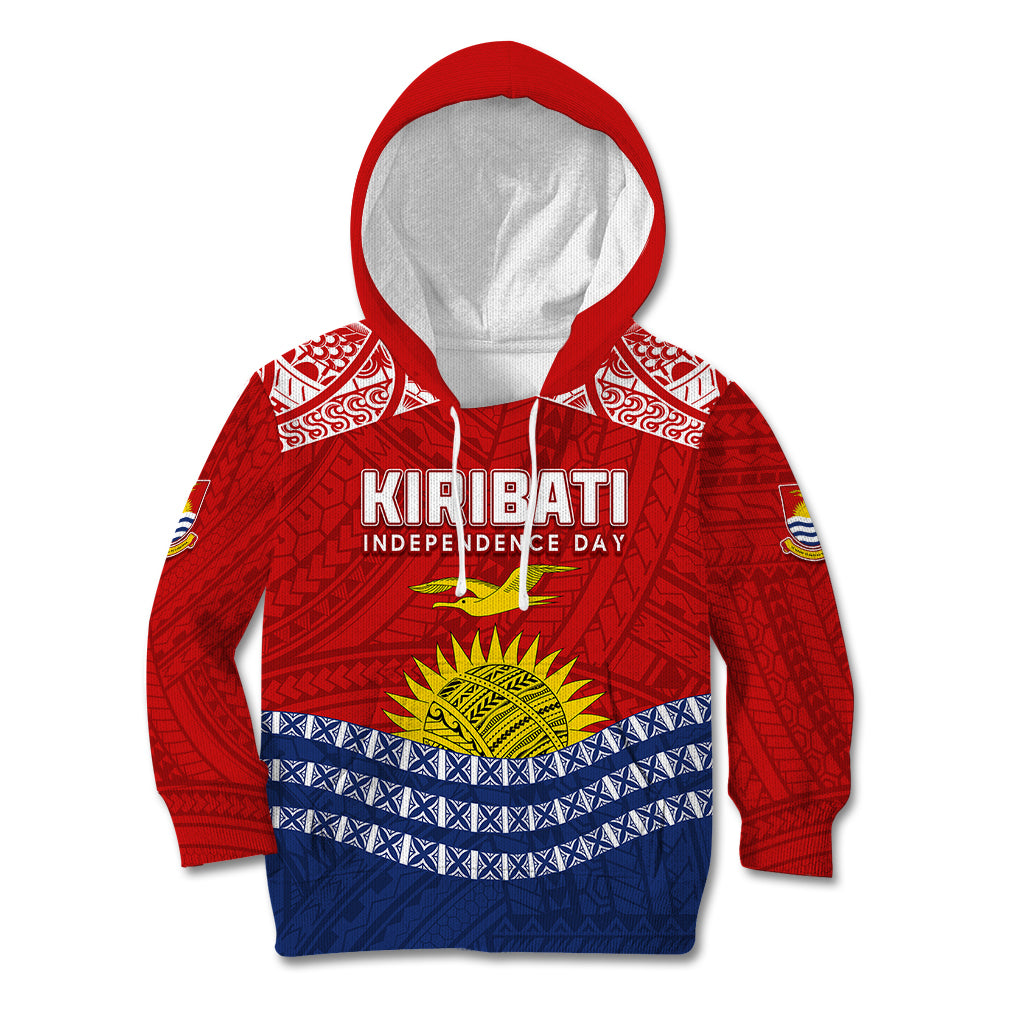 Personalised Kiribati Independence Day Kid Hoodie Flag Style 44th Anniversary LT7 Hoodie Red - Polynesian Pride