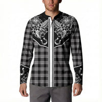 Hawai'i Paniolo Motif Black Button Sweatshirt Floral Palaka Print LT7 - Polynesian Pride