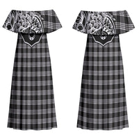 Hawai'i Paniolo Motif Black Couples Matching Off Shoulder Maxi Dress and Hawaiian Shirt Floral Palaka Print LT7 - Polynesian Pride