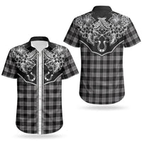 Hawai'i Paniolo Motif Black Couples Matching Summer Maxi Dress and Hawaiian Shirt Floral Palaka Print LT7 - Polynesian Pride