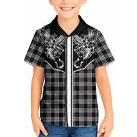 Hawai'i Paniolo Motif Black Kid Hawaiian Shirt Floral Palaka Print LT7 Kid Black - Polynesian Pride