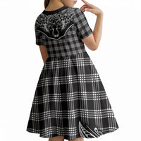 Hawai'i Paniolo Motif Black Kid Short Sleeve Dress Floral Palaka Print LT7 - Polynesian Pride