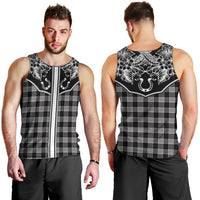 Hawai'i Paniolo Motif Black Men Tank Top Floral Palaka Print LT7 - Polynesian Pride