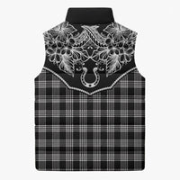 Hawai'i Paniolo Motif Black Sleeveless Puffer Jacket Floral Palaka Print LT7 - Polynesian Pride