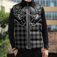 Hawai'i Paniolo Motif Black Sleeveless Puffer Jacket Floral Palaka Print LT7 - Polynesian Pride