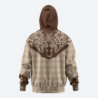 Hawai'i Paniolo Motif Leather Brown Zip Hoodie Floral Palaka Print LT7 - Polynesian Pride