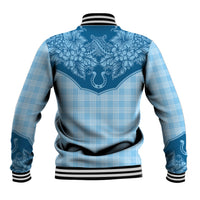 Hawai'i Paniolo Motif Deep Blue Baseball Jacket Floral Palaka Print LT7 - Polynesian Pride