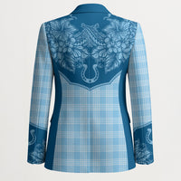 Hawai'i Paniolo Motif Deep Blue Blazer Floral Palaka Print LT7 - Polynesian Pride