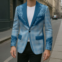 Hawai'i Paniolo Motif Deep Blue Blazer Floral Palaka Print LT7 - Polynesian Pride