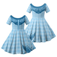 Hawai'i Paniolo Motif Deep Blue Family Matching Puletasi and Hawaiian Shirt Floral Palaka Print LT7 Daughter's Dress Navy Blue - Polynesian Pride