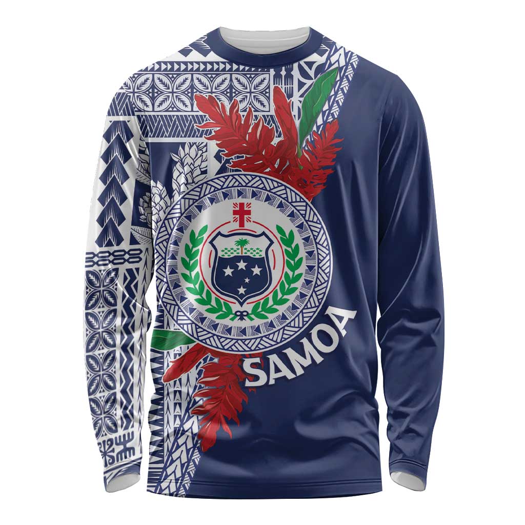 Samoa Rugby Personalized Long Sleeve Shirt Toa Samoa Myriad Siapo