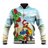 Have A Very Beach Christmas Baseball Jacket Parrot By Lehua Flower - Polynesian Pride