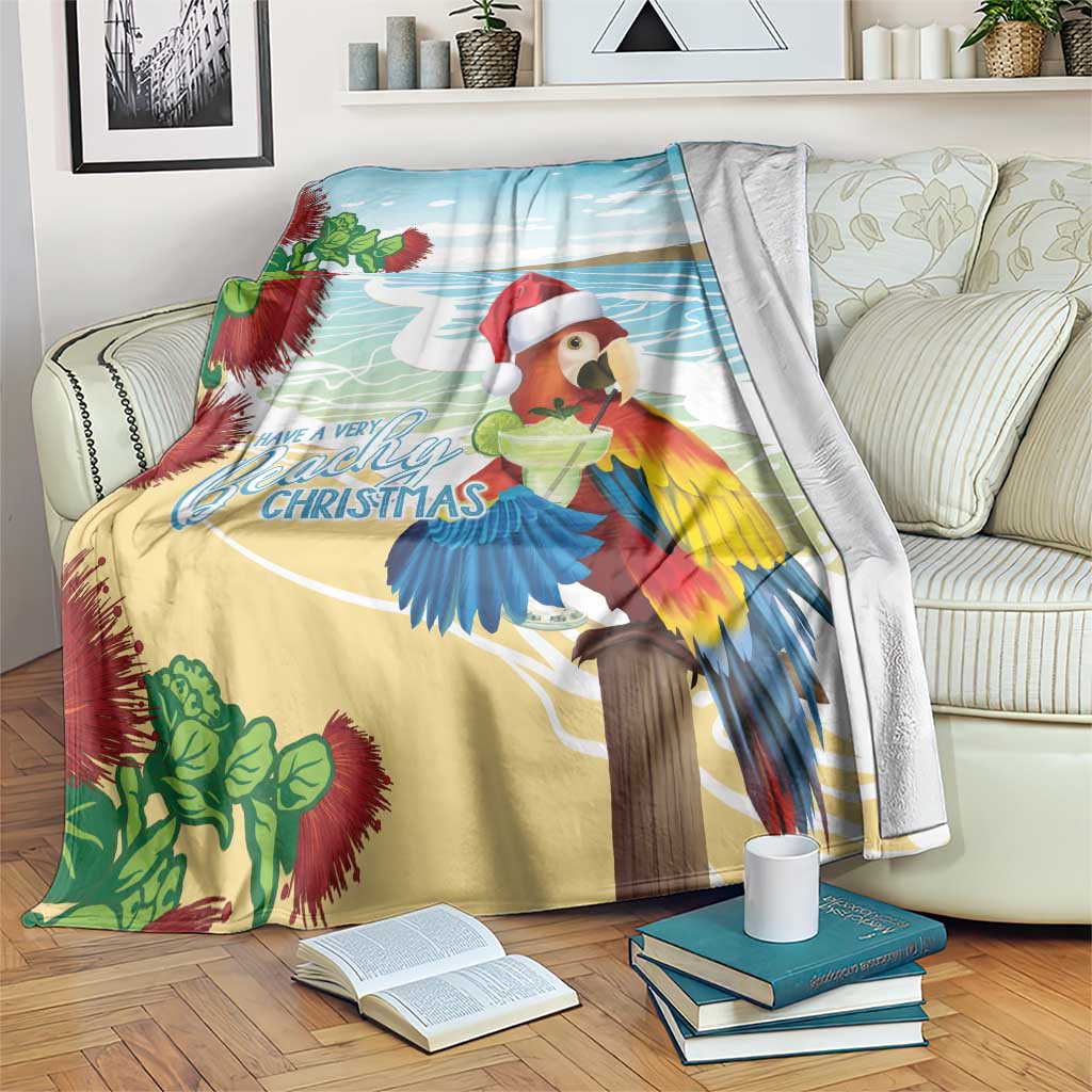 Have A Very Beach Christmas Blanket Parrot By Lehua Flower - Polynesian Pride