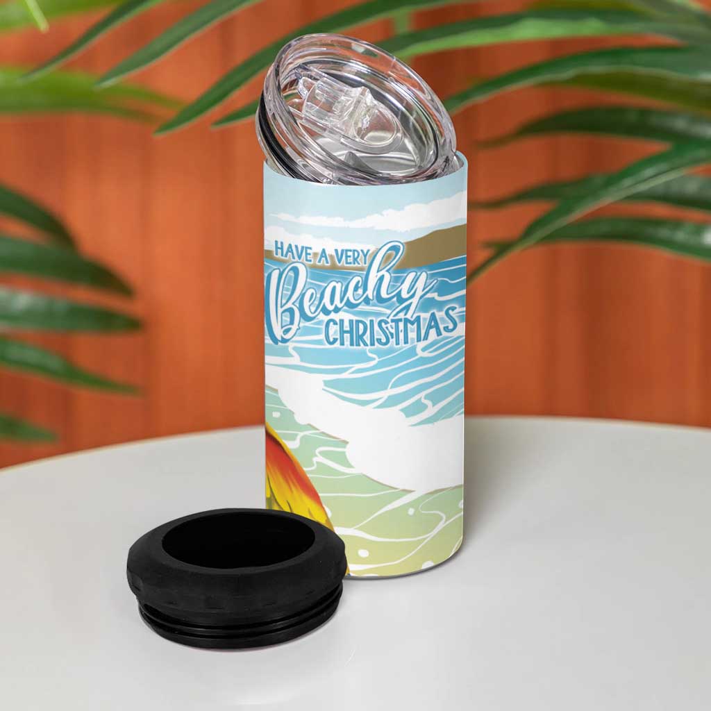Have A Very Beach Christmas 4 in 1 Can Cooler Tumbler Parrot By Lehua Flower - Polynesian Pride