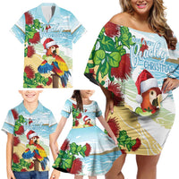 Have A Very Beach Christmas Family Matching Off Shoulder Short Dress and Hawaiian Shirt Parrot By Lehua Flower - Polynesian Pride
