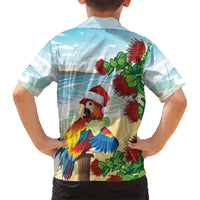 Have A Very Beach Christmas Family Matching Short Sleeve Bodycon Dress and Hawaiian Shirt Parrot By Lehua Flower LT7 - Polynesian Pride