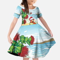Have A Very Beach Christmas Family Matching Summer Maxi Dress and Hawaiian Shirt Parrot By Lehua Flower LT7 Daughter's Dress Art - Polynesian Pride