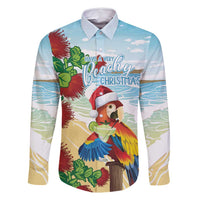 Have A Very Beach Christmas Family Matching Summer Maxi Dress and Hawaiian Shirt Parrot By Lehua Flower LT7 Dad's Shirt - Long Sleeve Art - Polynesian Pride