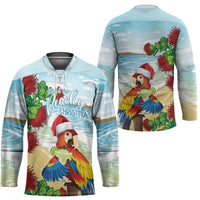 Have A Very Beach Christmas Hockey Jersey Parrot By Lehua Flower - Polynesian Pride