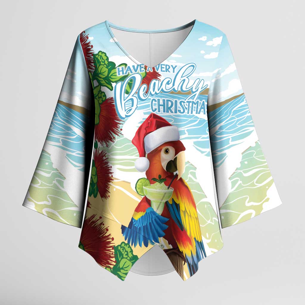 Have A Very Beach Christmas Kimono Sleeve Blouse Parrot By Lehua Flower - Polynesian Pride