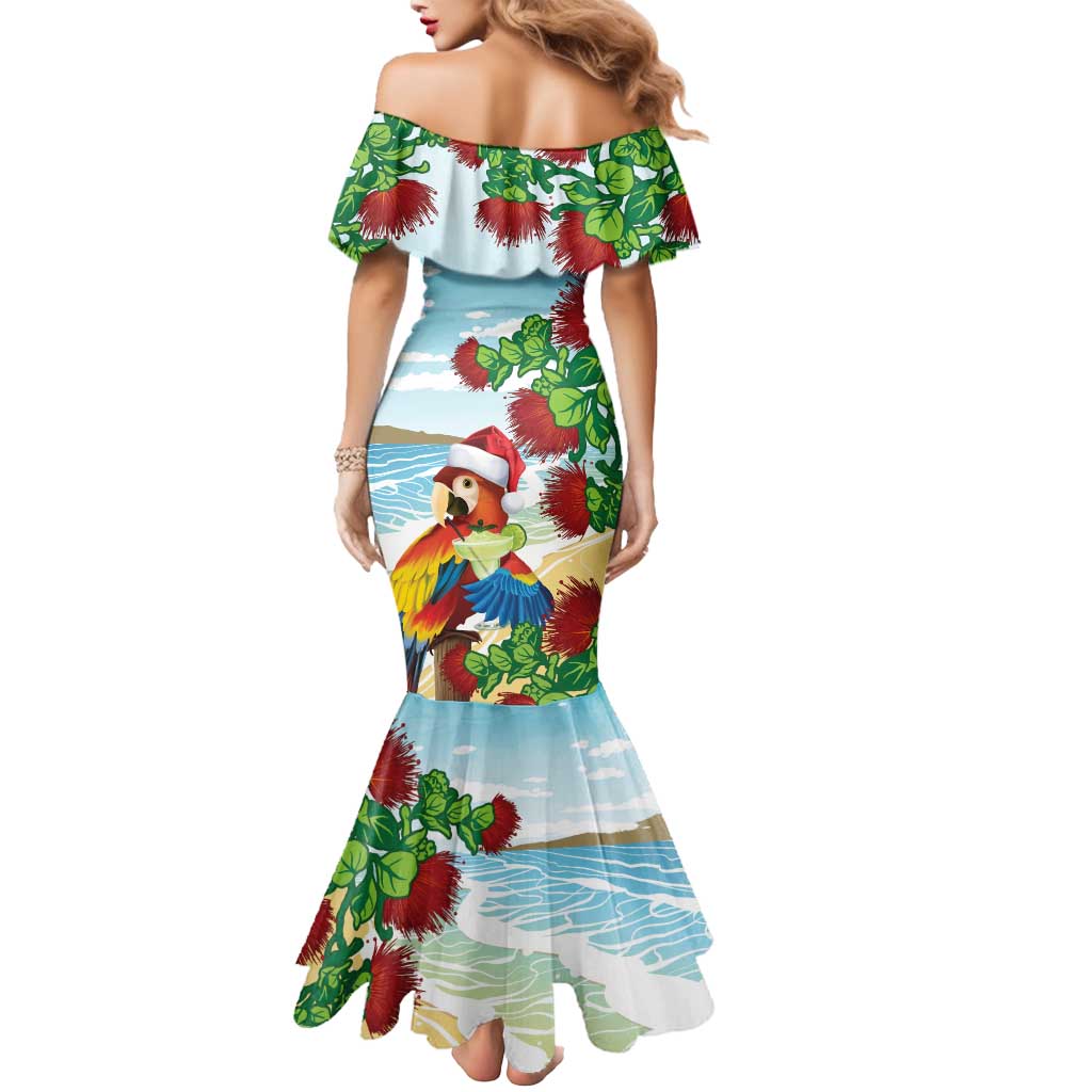 Have A Very Beach Christmas Mermaid Dress Parrot By Lehua Flower LT7 - Polynesian Pride