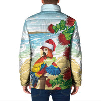 Have A Very Beach Christmas Padded Jacket Parrot By Lehua Flower - Polynesian Pride