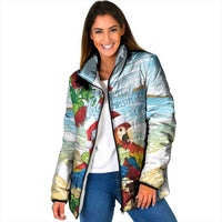 Have A Very Beach Christmas Padded Jacket Parrot By Lehua Flower - Polynesian Pride
