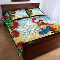 Have A Very Beach Christmas Quilt Bed Set Parrot By Lehua Flower - Polynesian Pride