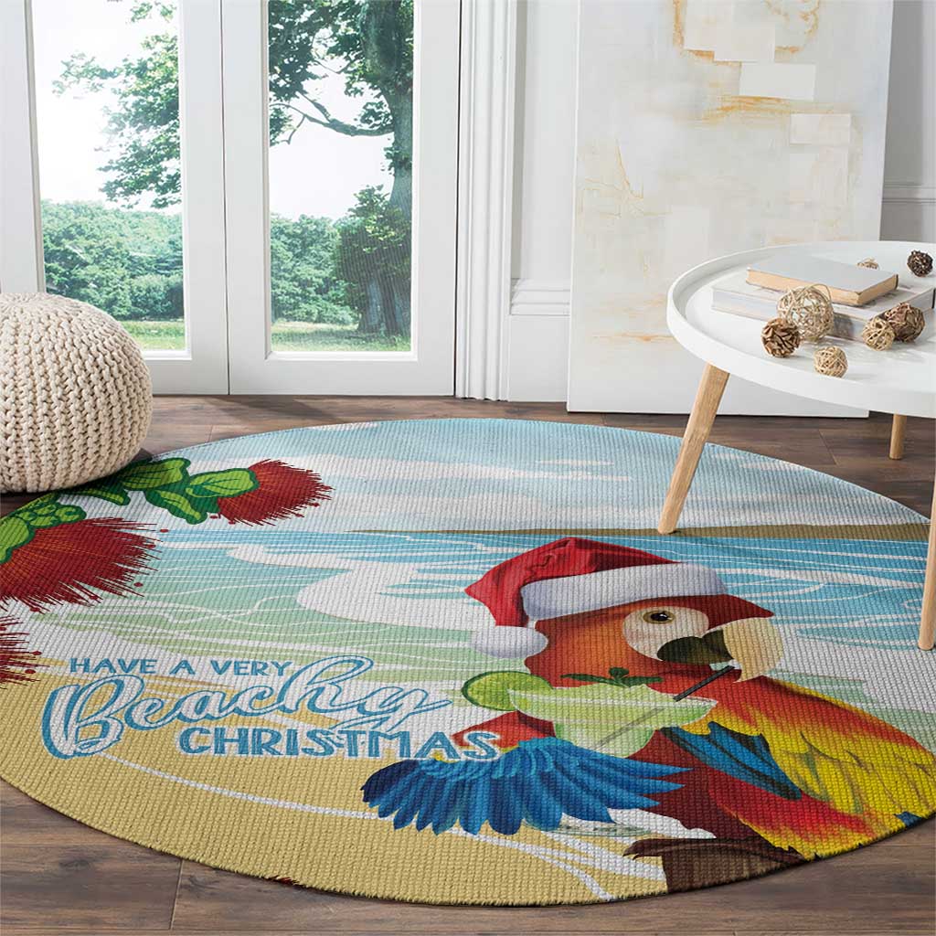 Have A Very Beach Christmas Round Carpet Parrot By Lehua Flower - Polynesian Pride