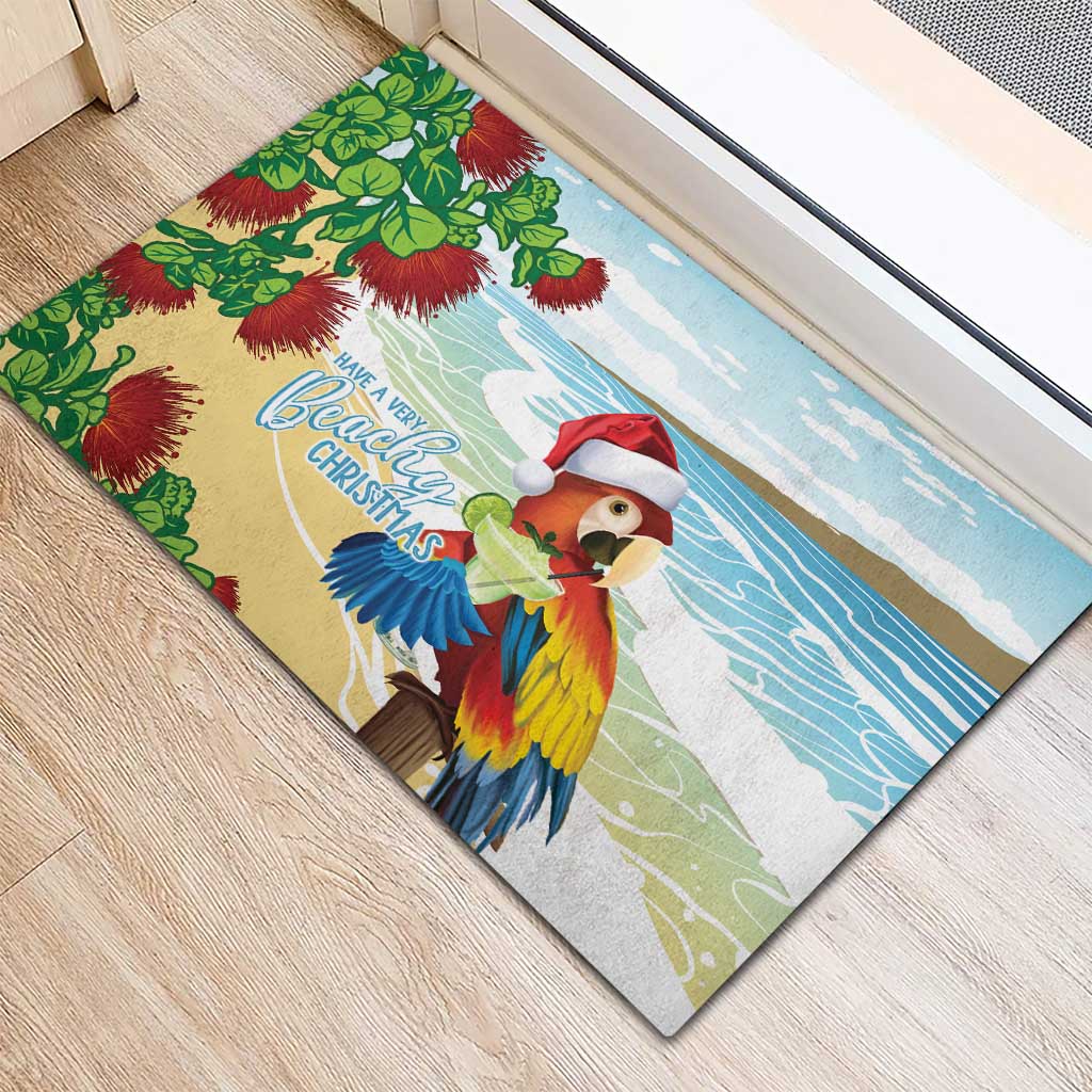Have A Very Beach Christmas Rubber Doormat Parrot By Lehua Flower - Polynesian Pride