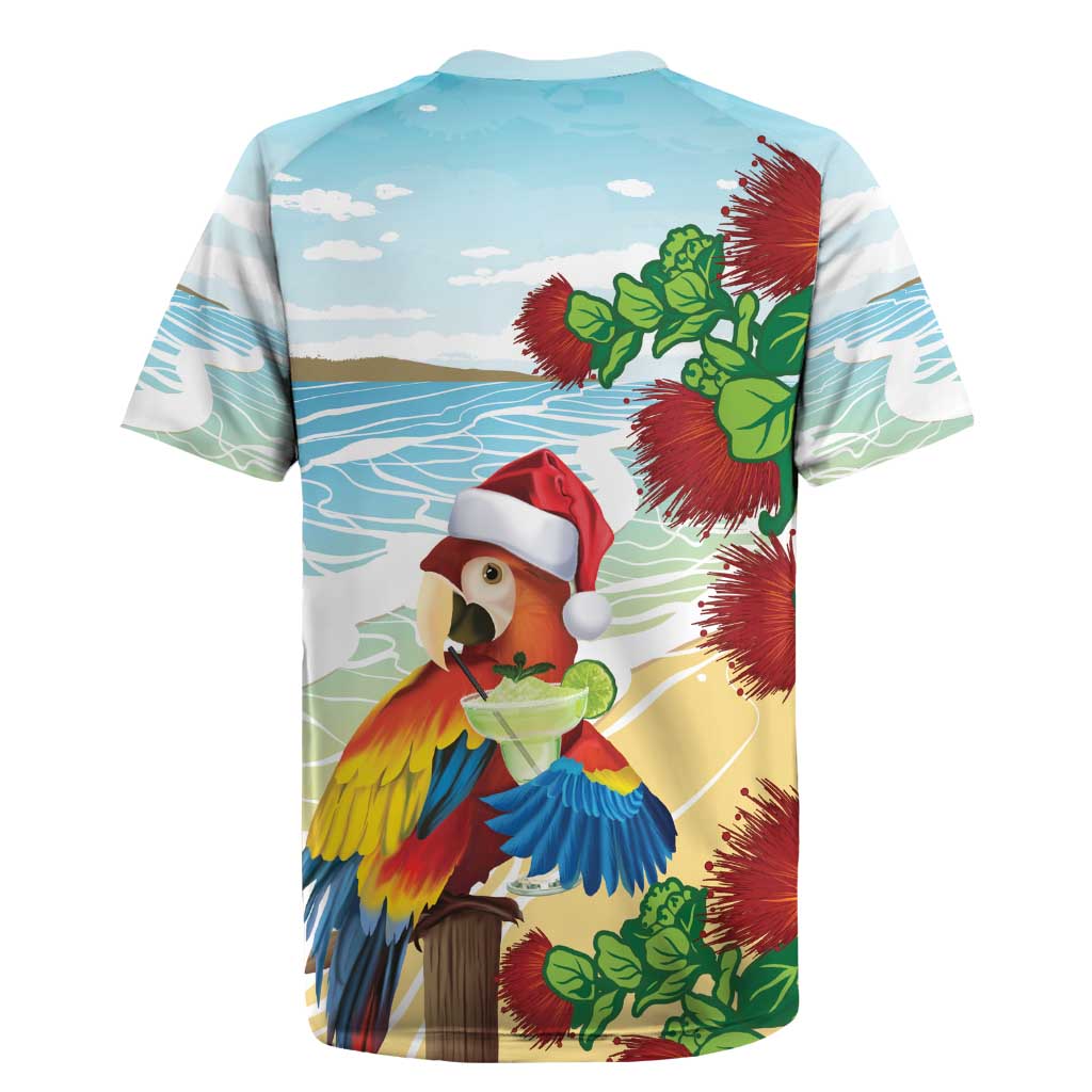 Have A Very Beach Christmas Rugby Jersey Parrot By Lehua Flower - Polynesian Pride