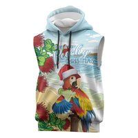 Have A Very Beach Christmas Sleeveless Hoodie Parrot By Lehua Flower - Polynesian Pride
