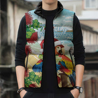 Have A Very Beach Christmas Sleeveless Puffer Jacket Parrot By Lehua Flower - Polynesian Pride