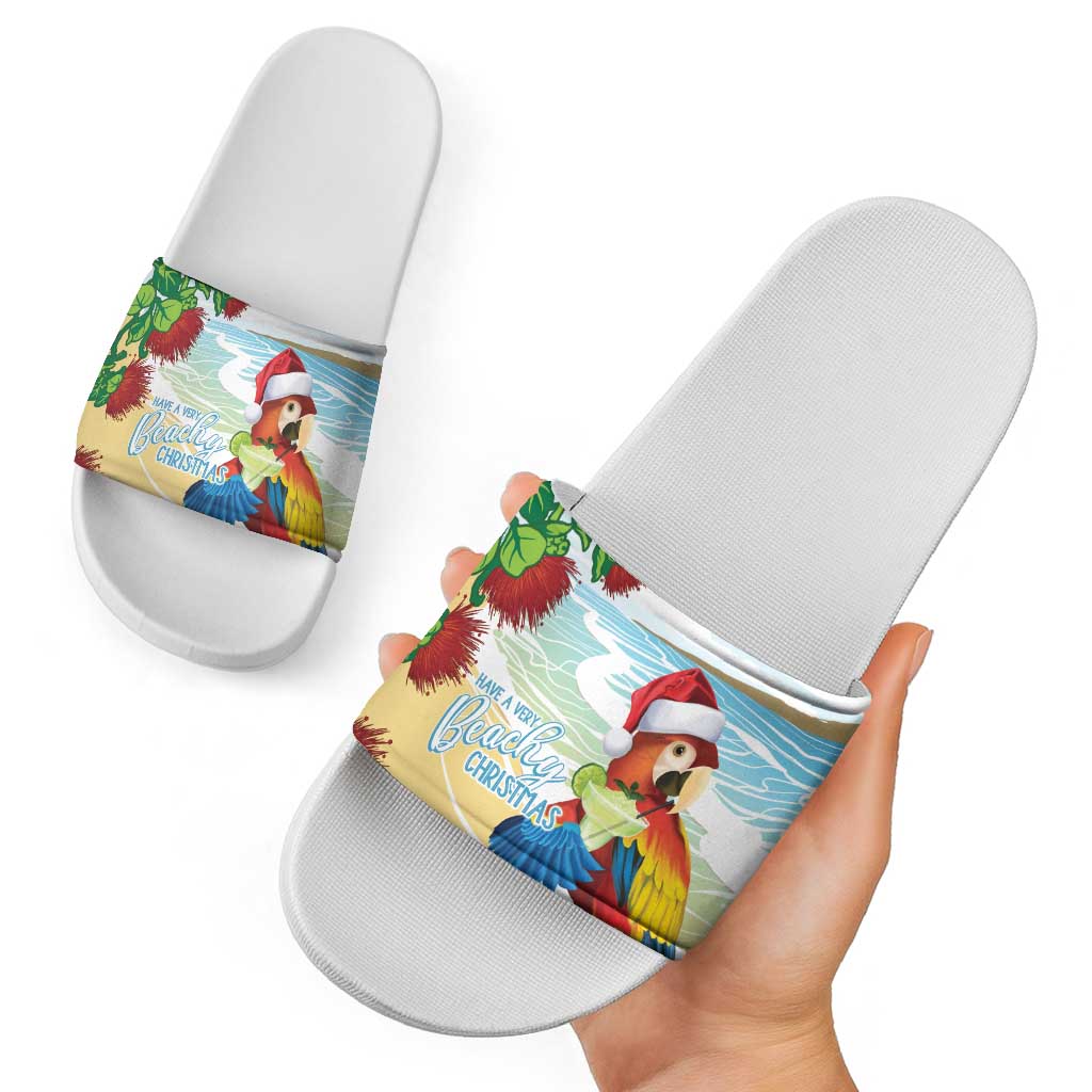Have A Very Beach Christmas Slide Sandals Parrot By Lehua Flower - Polynesian Pride