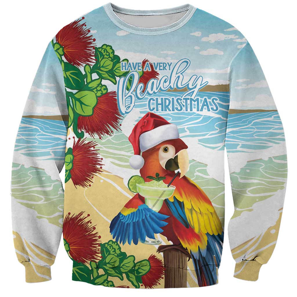 Have A Very Beach Christmas Sweatshirt Parrot By Lehua Flower - Polynesian Pride